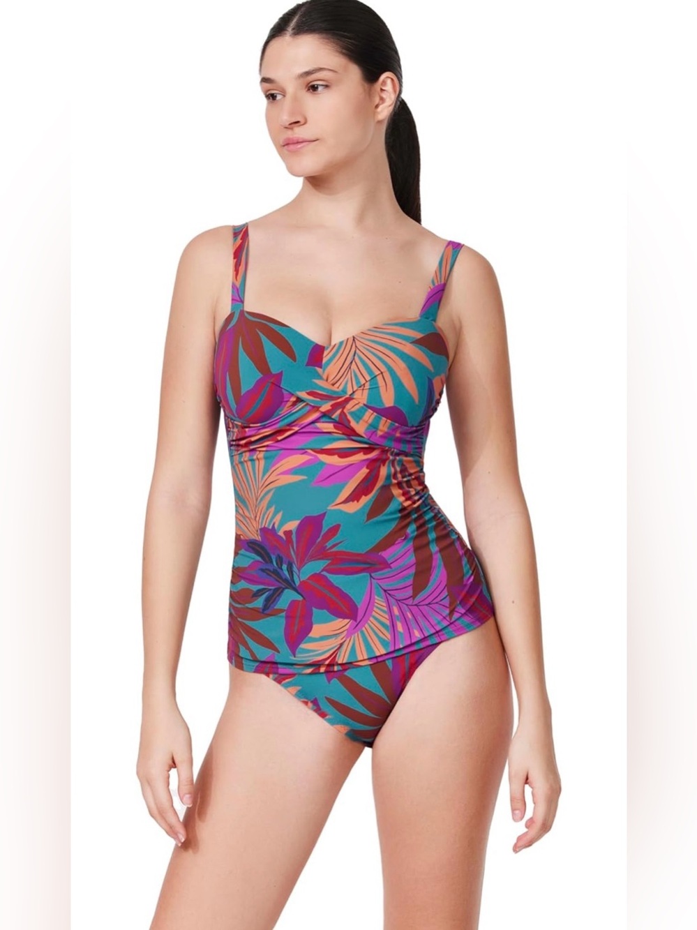 Profile by Gottex D-Cup Tankini Top - Built-in Underwire Bra, Adjustable Straps,